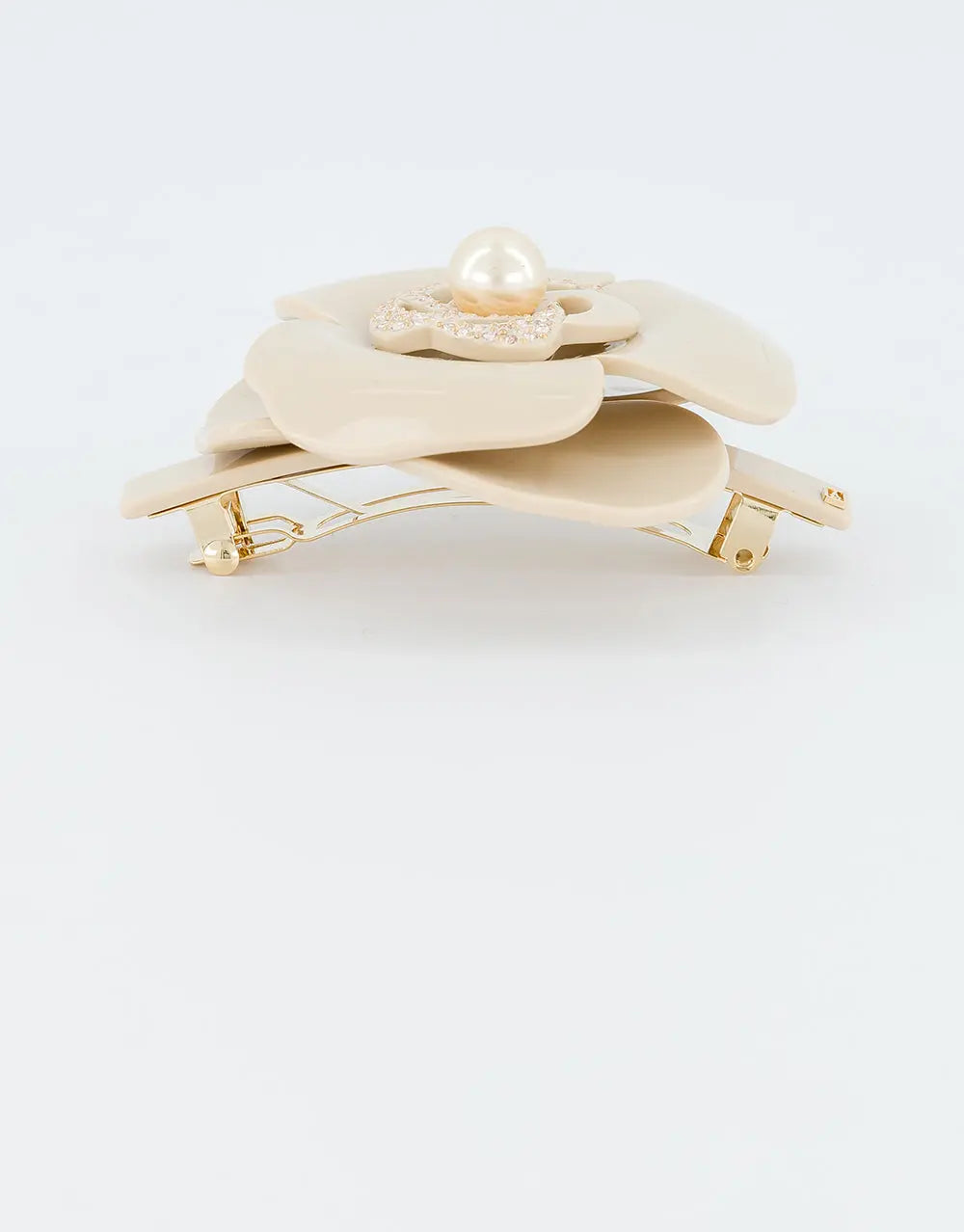 Antoine Barrette-Beige-8 cm-Crystal flower hair clip-Acetate clip-Alexandre de paris GCC
