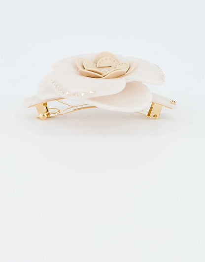 Sidonie Barrette-White barrette-8 cm-Bridal hair barrette-Fancy barrette-Alexandre de paris GCC