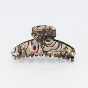 Adeline Clip-mother of pearl design-translucent finish-large claw clip-luxury hair clip-Alexandre de paris GCC-7.5 cm hair clip