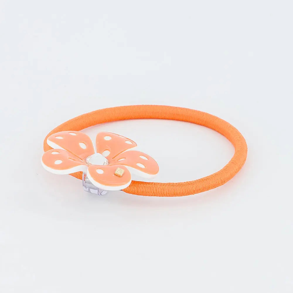 Ressac Ponytail-Orange-Hair Band for Girls-Orange Floral Hair Band-Soft Hair Band-Cute Hair Band-Elastic Hair Tie-Flower Hair Accessory-Sparkling Centre-Ponytail Hair Band-Kids and Adult Hair Accessory-Alexandre de Paris GCC