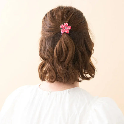 Cône Ponytail-Pink-Hair Band for Girls-Pink Hair Tie-Floral Hair Band-Soft Hair Band-Cute Hair Band-Elastic Hair Tie-Crystal Hair Tie-Pink Flower Hair Accessory-Kids and Adult Hair Accessory-Alexandre de Paris GCC 
