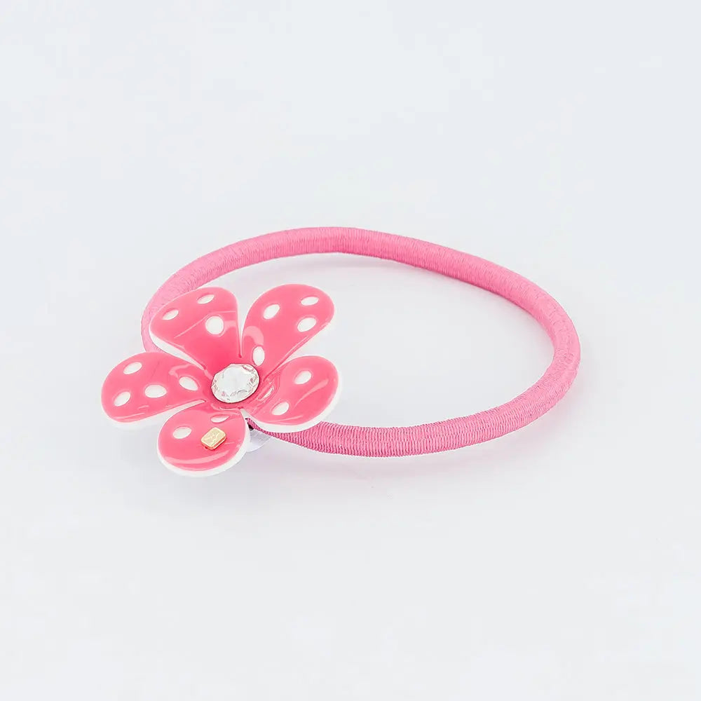 Cône Ponytail-Pink-Hair Band for Girls-Pink Hair Tie-Floral Hair Band-Soft Hair Band-Cute Hair Band-Elastic Hair Tie-Crystal Hair Tie-Pink Flower Hair Accessory-Kids and Adult Hair Accessory-Alexandre de Paris GCC 