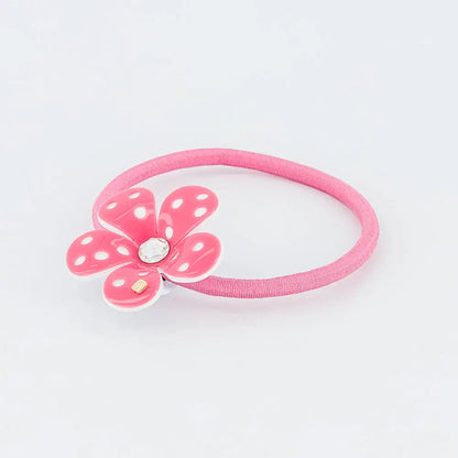 Cône Ponytail-Pink-Hair Band for Girls-Pink Hair Tie-Floral Hair Band-Soft Hair Band-Cute Hair Band-Elastic Hair Tie-Crystal Hair Tie-Pink Flower Hair Accessory-Kids and Adult Hair Accessory-Alexandre de Paris GCC 
