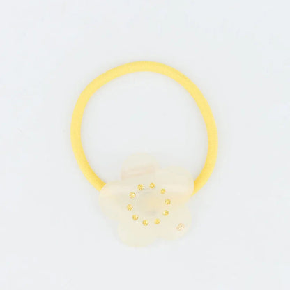 Argile Ponytail-Yellow-Hair Band for Girls-Elastic Hair Band-Flower Silhouette-Yellow Swarovski Crystals-Floral Hair Band-Soft Hair Band-Yellow Hair Tie-Cute Hair Band-Elastic Hair Tie-Crystal Hair Tie-Alexandre de Paris GCC
