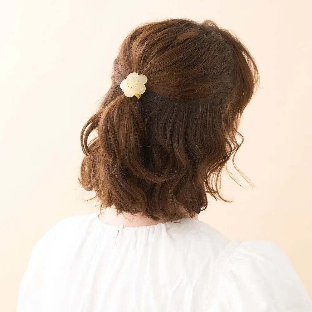 Argile Ponytail-Yellow-Hair Band for Girls-Elastic Hair Band-Flower Silhouette-Yellow Swarovski Crystals-Floral Hair Band-Soft Hair Band-Yellow Hair Tie-Cute Hair Band-Elastic Hair Tie-Crystal Hair Tie-Alexandre de Paris GCC