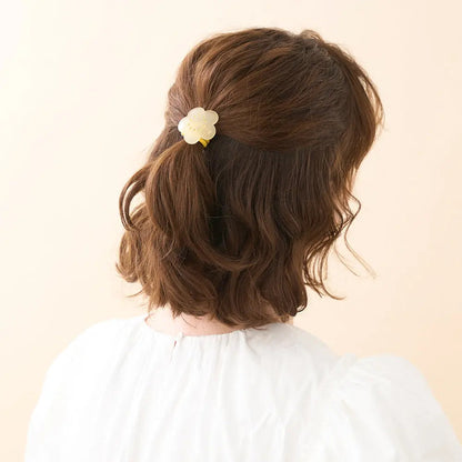 Argile Ponytail-Yellow-Hair Band for Girls-Elastic Hair Band-Flower Silhouette-Yellow Swarovski Crystals-Floral Hair Band-Soft Hair Band-Yellow Hair Tie-Cute Hair Band-Elastic Hair Tie-Crystal Hair Tie-Alexandre de Paris GCC
