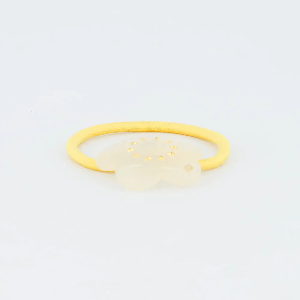 Argile Ponytail-Yellow-Hair Band for Girls-Elastic Hair Band-Flower Silhouette-Yellow Swarovski Crystals-Floral Hair Band-Soft Hair Band-Yellow Hair Tie-Cute Hair Band-Elastic Hair Tie-Crystal Hair Tie-Alexandre de Paris GCC