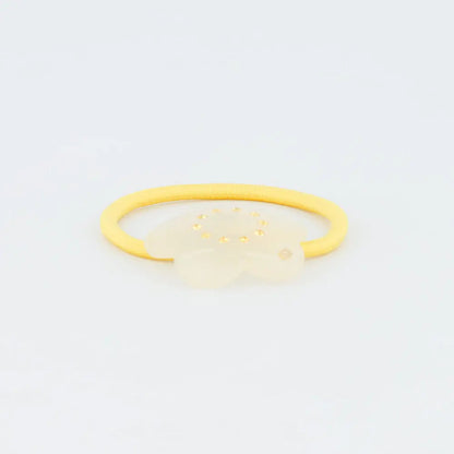 Argile Ponytail-Yellow-Hair Band for Girls-Elastic Hair Band-Flower Silhouette-Yellow Swarovski Crystals-Floral Hair Band-Soft Hair Band-Yellow Hair Tie-Cute Hair Band-Elastic Hair Tie-Crystal Hair Tie-Alexandre de Paris GCC