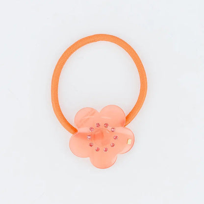 Marée Ponytail-Orange-Hair Band for Girls-Pink Swarovski Crystals-Elastic Hair Band-Flower Silhouette-Floral Hair Band-Soft Hair Band-Cute Hair Band-Elastic Hair Tie-Crystal Hair Tie-Alexandre de Paris GCC