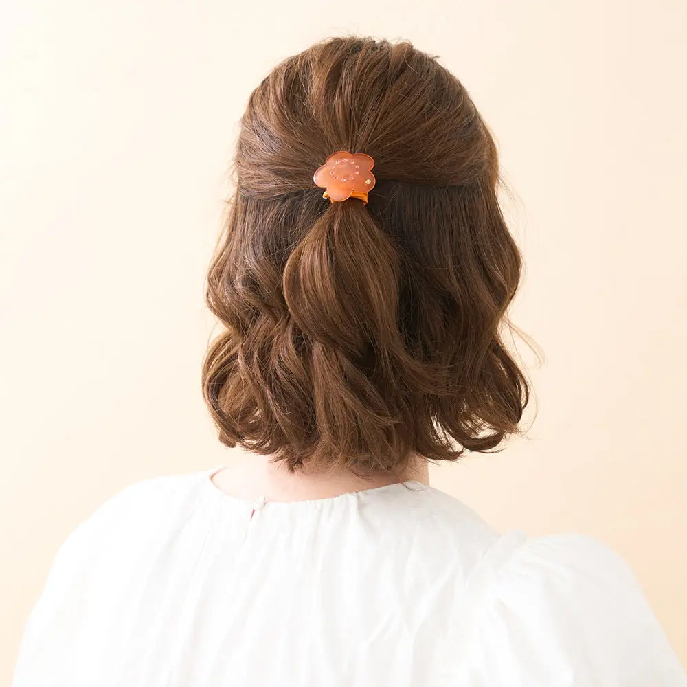 Marée Ponytail-Orange-Hair Band for Girls-Pink Swarovski Crystals-Elastic Hair Band-Flower Silhouette-Floral Hair Band-Soft Hair Band-Cute Hair Band-Elastic Hair Tie-Crystal Hair Tie-Alexandre de Paris GCC