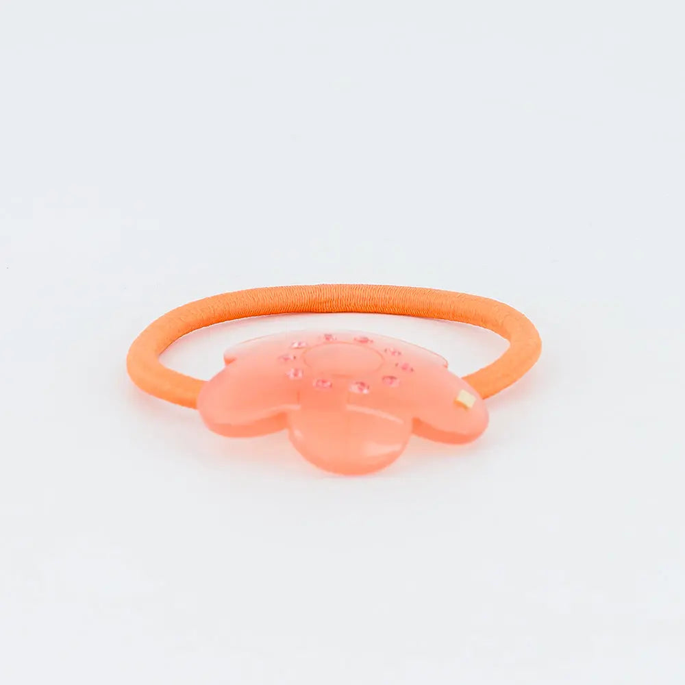Marée Ponytail-Orange-Hair Band for Girls-Pink Swarovski Crystals-Elastic Hair Band-Flower Silhouette-Floral Hair Band-Soft Hair Band-Cute Hair Band-Elastic Hair Tie-Crystal Hair Tie-Alexandre de Paris GCC