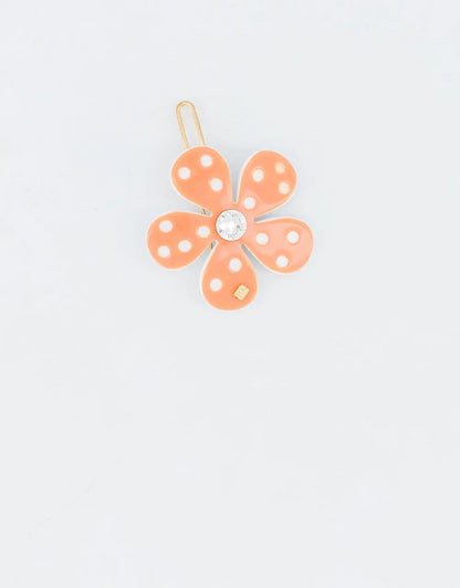 Bout’chou Clip-orange flower hair barrette-floral hair barrette-cute barrette-flower side hair clip-orange barrette-crystal barrette-Swarovski crystal hair accessory-for kids teens and adults-Alexandre de Paris GCC