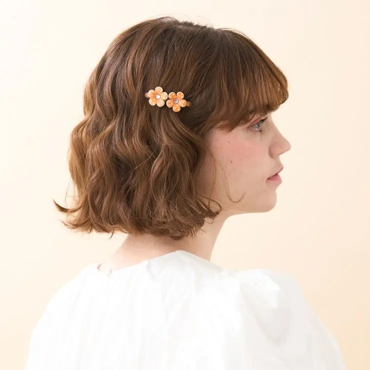chaleur-clip-orange-hair-slide-decorative-hair-slide-side-barrette-flower-design-swarovski-crystals-kids-adults-alexandre-de-paris-gcc-5.5 cm barrette
