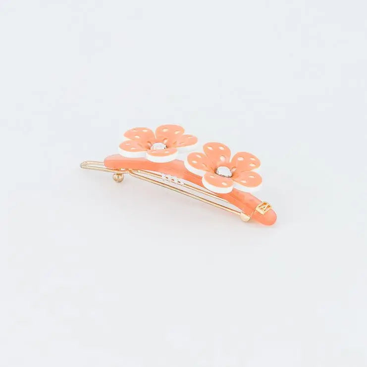 chaleur-clip-orange-hair-slide-decorative-hair-slide-side-barrette-flower-design-swarovski-crystals-kids-adults-alexandre-de-paris-gcc-5.5 cm barrette