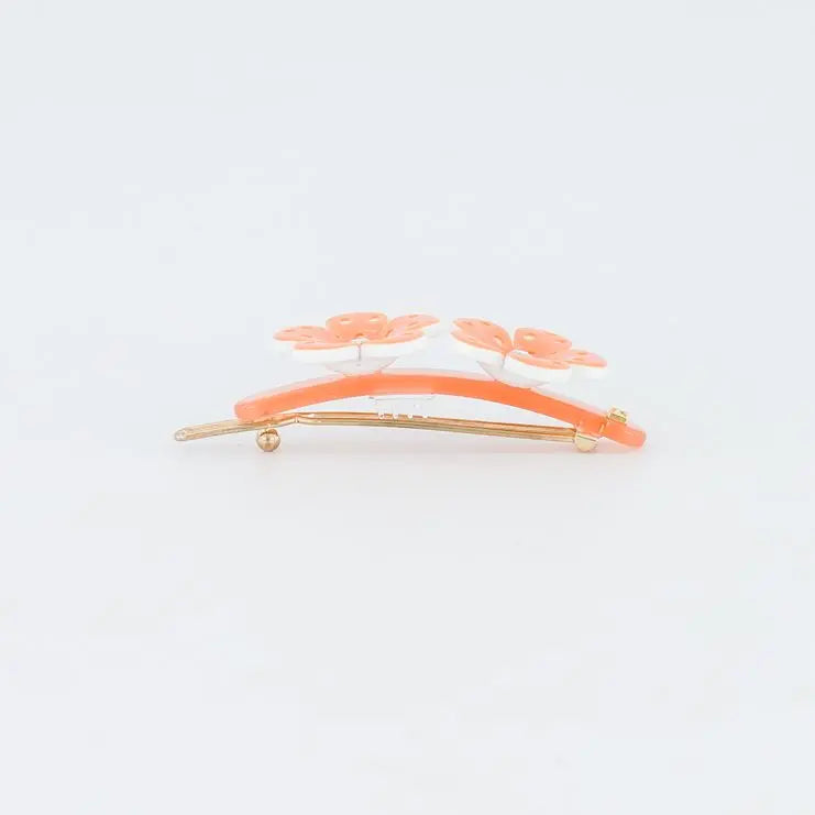 chaleur-clip-orange-hair-slide-decorative-hair-slide-side-barrette-flower-design-swarovski-crystals-kids-adults-alexandre-de-paris-gcc-5.5 cm barrette