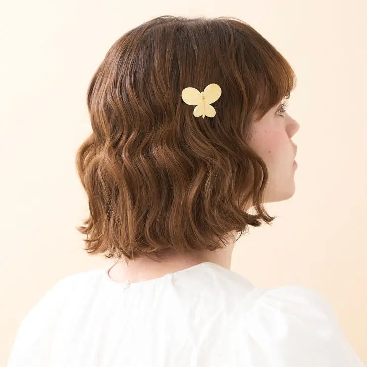 yellow-butterfly-hair-barrette-mini-hair-barrette-small-side-barrette-kids-adults-alexandre-de-paris-gcc-4 cm hair barrette-Butterfly clip for hair