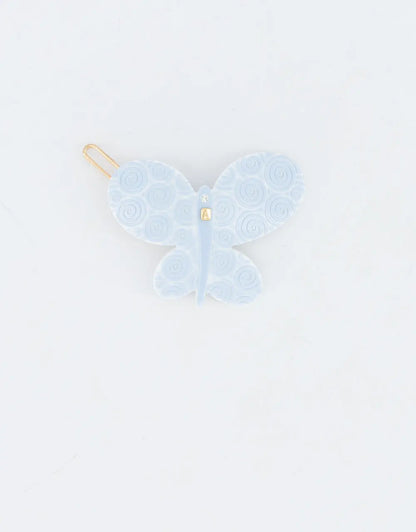 Mini Océan-blue butterfly hair barrette-blue hair clip-mini hair barrette-small hair barrette-butterfly side barrette-French hair accessory-for kids teens and adults-Alexandre de Paris GCC-4 cm barrette