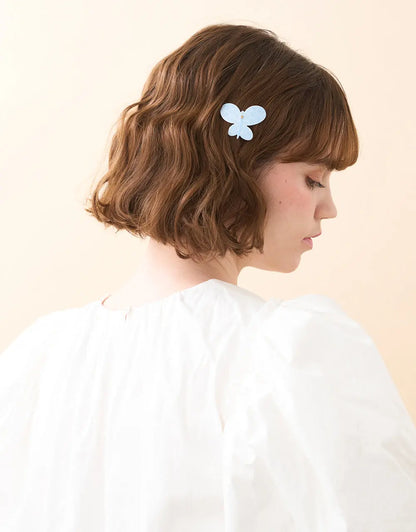 Mini Océan-blue butterfly hair barrette-blue hair clip-mini hair barrette-small hair barrette-butterfly side barrette-French hair accessory-for kids teens and adults-Alexandre de Paris GCC-4 cm barrette