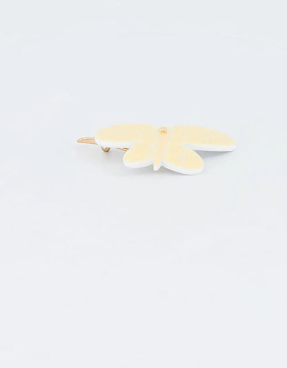 LimLueur d’Or Clip-yellow butterfly hair barrette-4.5 cm side barrette-French hair barrette-yellow hair barrette-butterfly clip for hair-kids and adults hair accessory-Alexandre de Paris GCC
