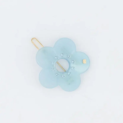P’tite Princesse Clip-blue flower hair barrette-floral hair barrette-decorative hair slide-crystal hair barrette-flower side hair clip-blue barrette-kids teens adults-Alexandre de Paris GCC