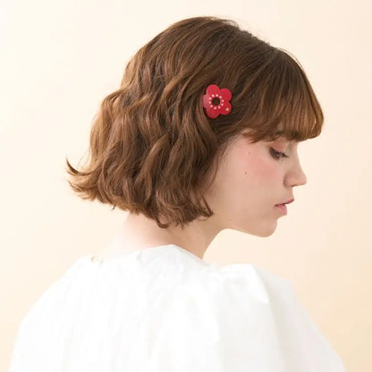 P’tite Princesse Clip-blue flower hair barrette-floral hair barrette-decorative hair slide-crystal hair barrette-flower side hair clip-blue barrette-kids teens adults-Alexandre de Paris GCC
