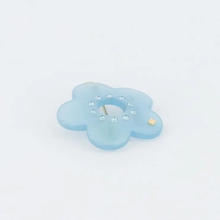 P’tite Princesse Clip-blue flower hair barrette-floral hair barrette-decorative hair slide-crystal hair barrette-flower side hair clip-blue barrette-kids teens adults-Alexandre de Paris GCC