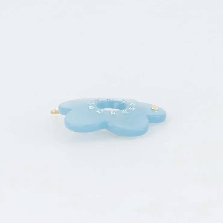 P’tite Princesse Clip-blue flower hair barrette-floral hair barrette-decorative hair slide-crystal hair barrette-flower side hair clip-blue barrette-kids teens adults-Alexandre de Paris GCC