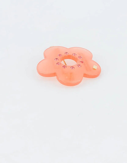 Bonheur Clip-orange flower hair barrette-floral barrette-crystal hair barrette-flower side hair clip-kids and adults hair accessory-Alexandre de Paris GCC 