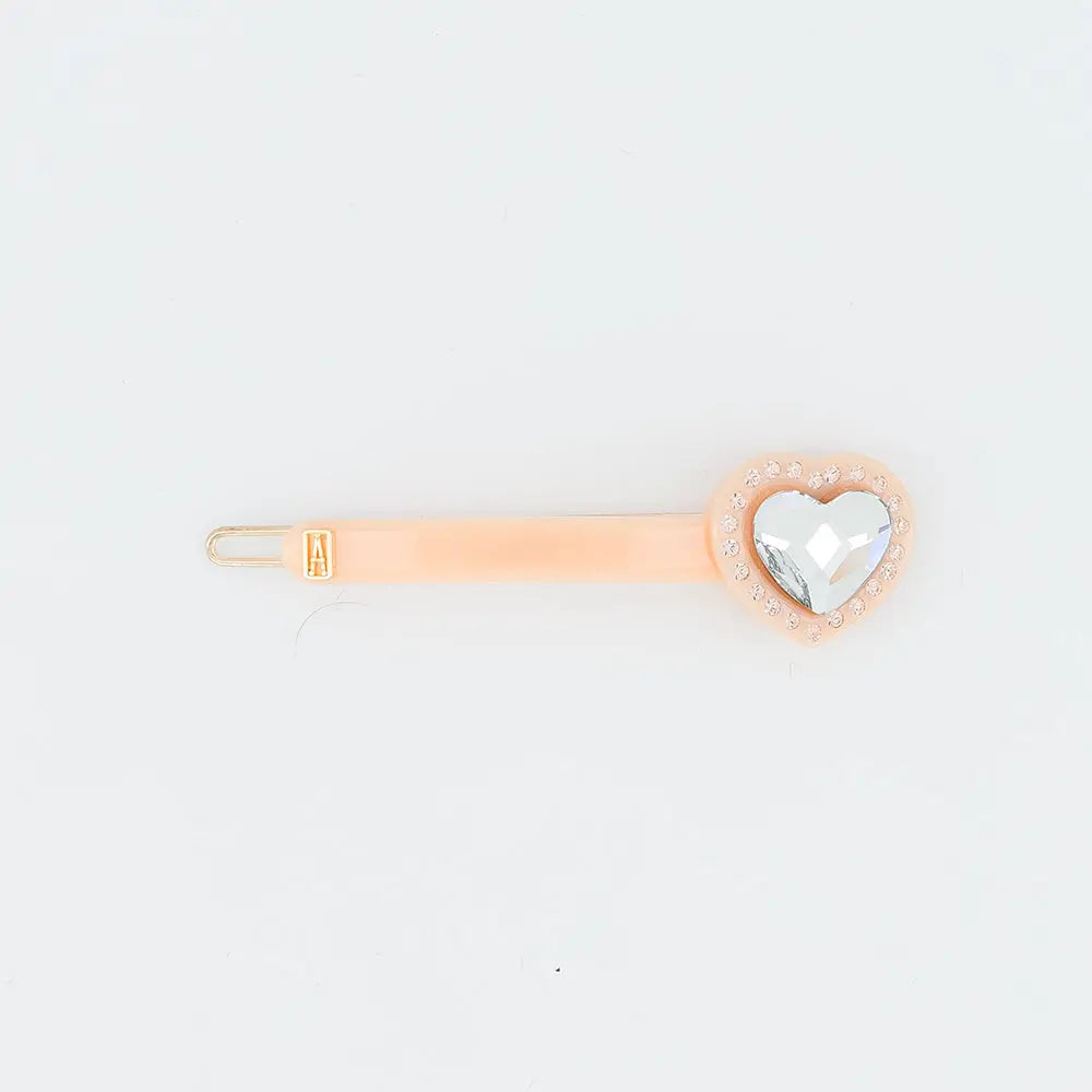 Jais Side Barrette-Orange-French Hair Barrette-Swarovski Crystal Hair Clip-Crystal Hair Barrette-Side Barrette-Orange Barrette-Crystal Hair Accessory-Small Barrette-Heart Design Hair Clip-Alexandre de Paris GCC-6 cm side barrette
