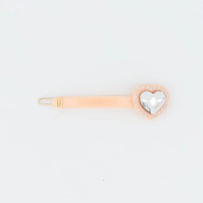 Jais Side Barrette-Orange-French Hair Barrette-Swarovski Crystal Hair Clip-Crystal Hair Barrette-Side Barrette-Orange Barrette-Crystal Hair Accessory-Small Barrette-Heart Design Hair Clip-Alexandre de Paris GCC-6 cm side barrette