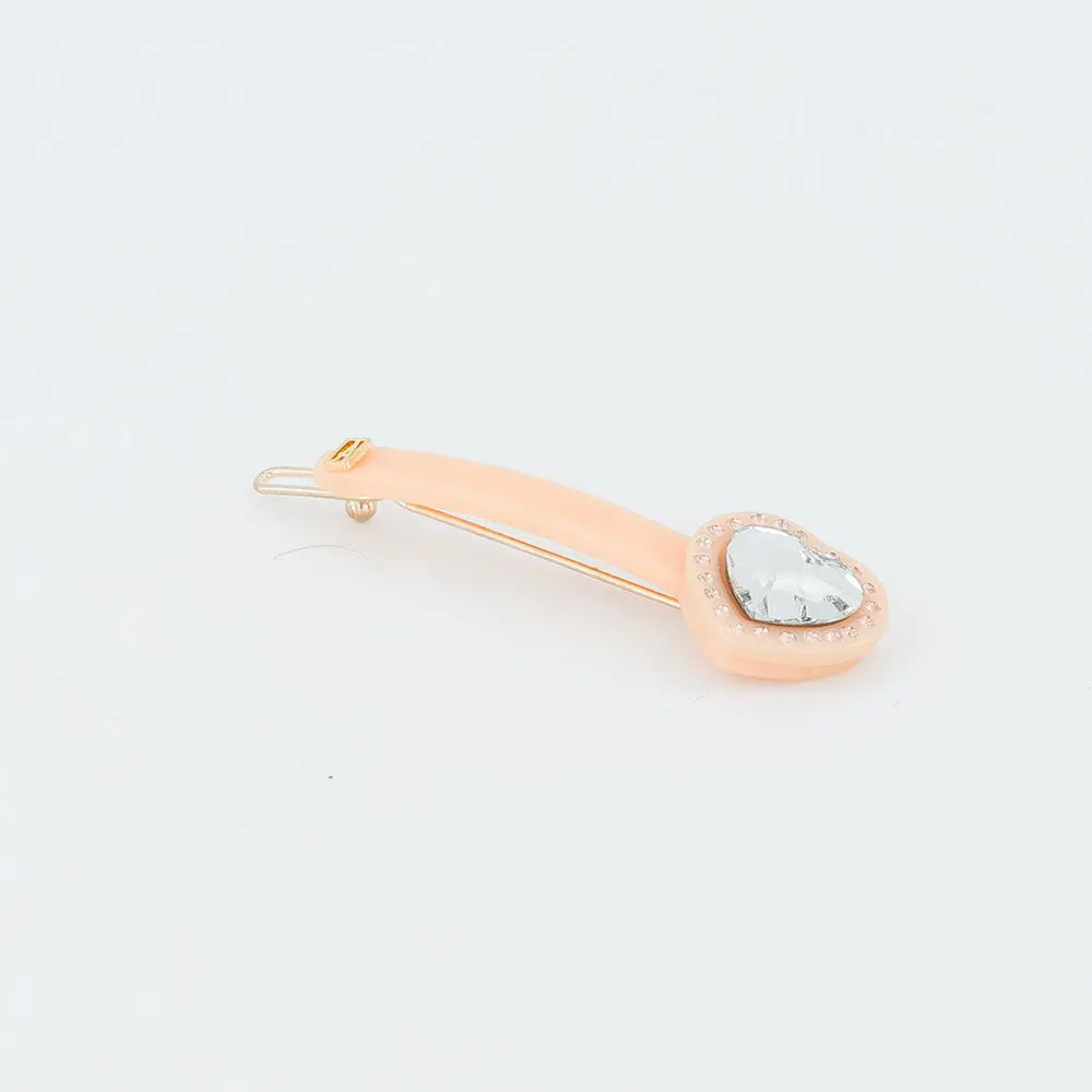 Jais Side Barrette-Orange-French Hair Barrette-Swarovski Crystal Hair Clip-Crystal Hair Barrette-Side Barrette-Orange Barrette-Crystal Hair Accessory-Small Barrette-Heart Design Hair Clip-Alexandre de Paris GCC-6 cm side barrette