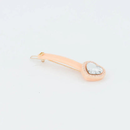 Jais Side Barrette-Orange-French Hair Barrette-Swarovski Crystal Hair Clip-Crystal Hair Barrette-Side Barrette-Orange Barrette-Crystal Hair Accessory-Small Barrette-Heart Design Hair Clip-Alexandre de Paris GCC-6 cm side barrette