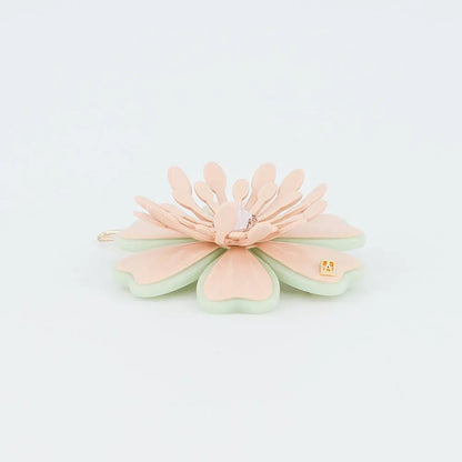 Fuséau Side Barrette-Beige-Flower Barrette-Floral Hair Piece-Side Barrette-Crystal Hair Barrette-Beige Hair Clip-Flower Hair Clip-Floral Hair Accessory-Decorative Hair Clip-Alexandre de Paris GCC-5.5 CM BARRETTE
