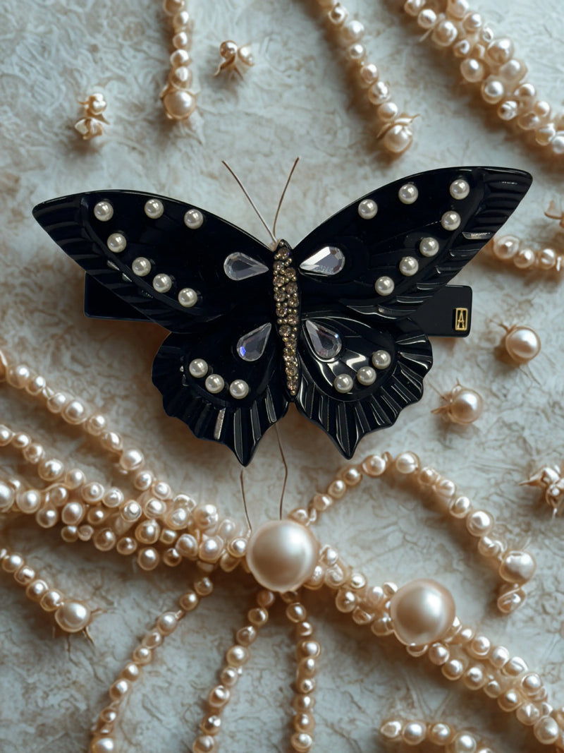 BEADS|BARRETTE|8|BLACK|ACELATE