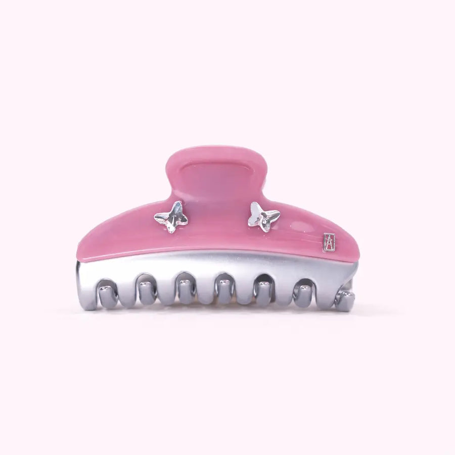 Cristal Argenté Clip - Pink