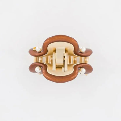 Isolde Clip-Brown-4.5 cm-Elegant fashion-vendome clips-Top view-Alexandre de paris GCC