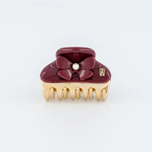 Rubis Perlé Clip - Maroon - 4.5 CM- Eid attire clips-Vendome clip -Alexandre de Paris GCC