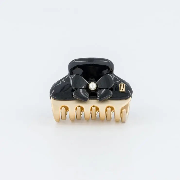 Mademoiselle Clip - Black - 4.5 cm - Eid attire bow hair clip - Alexandre de paris GCC-Vendome clip