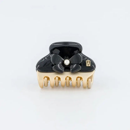Mademoiselle Clip - Black - 4.5 cm - Eid attire bow hair clip - Alexandre de paris GCC-Vendome clip