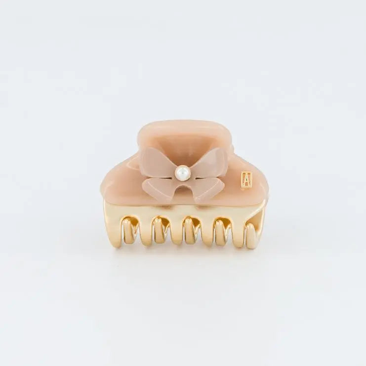 Caramel Clair Clip - Beige-4.5 CM-Eid attire- bow hair clip-Alexandre de paris GCC-vendome