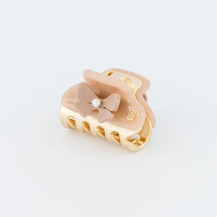 Caramel Clair Clip - Beige-4.5 CM-Eid attire- bow hair clip-Alexandre de paris GCC-vendome