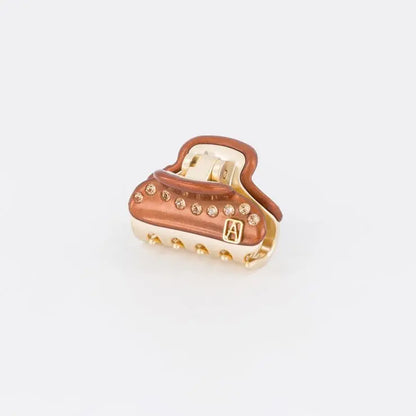 Margaux Clip-Brown-earth tone-3cm-side view-alexandre de paris gcc