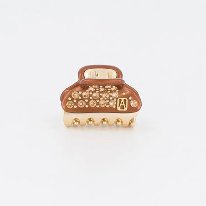 Diane clip-Vendome clip-Brown-3 cm-crystal stones-front view-alexandre de paris  gcc