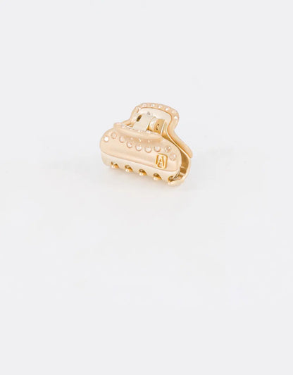 Duo Soleil Clip Gold-Small claw clip-Gold claw clip-Fashion hair clip-Shimmer finish-Alexandre de Paris GCC- 3 cm hair clip-Gold hair clip