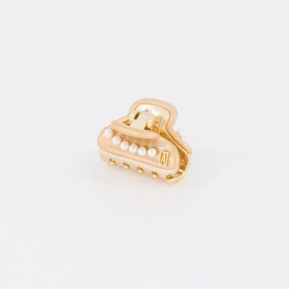 Dorée Clip-Gold-Small hair clip-Designer hair clip-Alexandre de Paris GCC-3 cm -Gold clip-Pearl clip