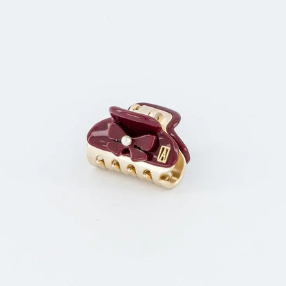 Perle Grenat Clip-Maroon-3 cm-Eid outfits vendome clip-Alexandre de Paris GCC-Pearl hair clip