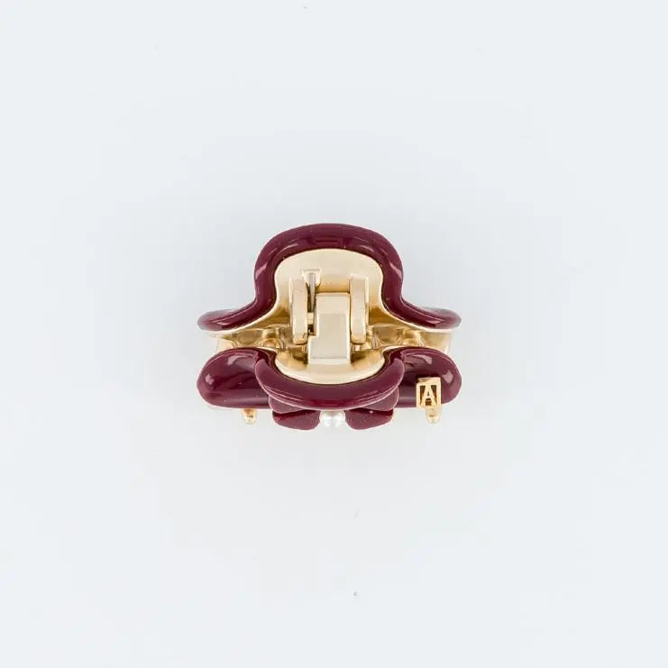 ALEXANDRE バーガンディ ベルベット ヘアアクセサリー Get Luxury Maroon Pearl Hair Clip for Women Online – Alexandre De