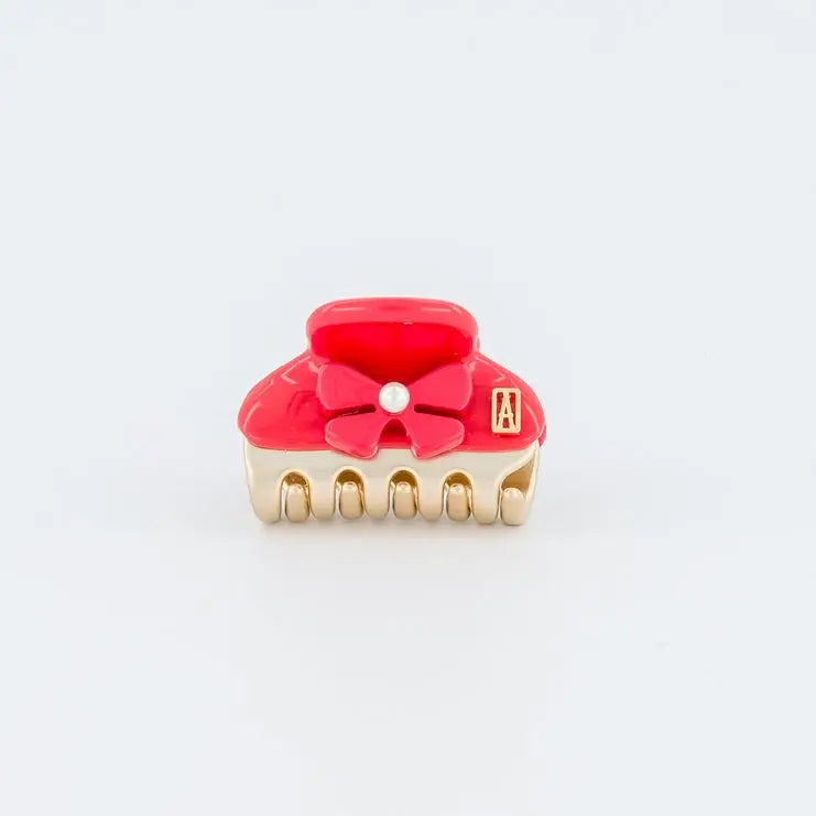 Rouge Coquelicot Clip - Red-3 Cm-Eid outfits- vendome clip-Alexandre de paris GCC-pearl hair clip