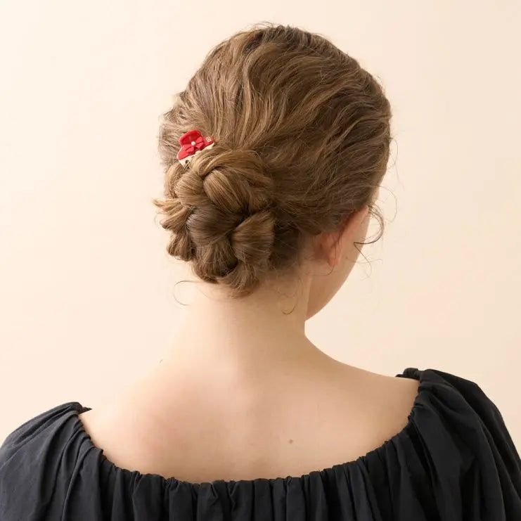 Rouge Coquelicot Clip - Red-3 Cm-Eid outfits- vendome clip-Alexandre de paris GCC-pearl hair clip