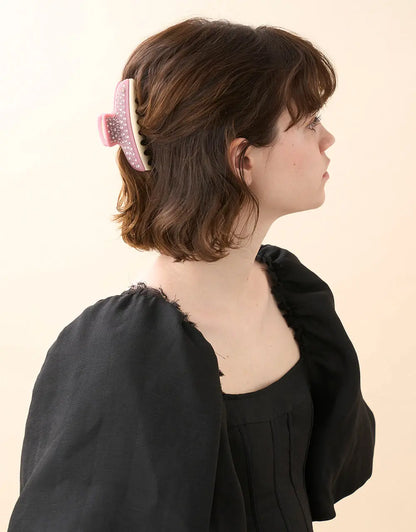 Geneviève Clip - Pink-Party hair clip-11 cm-Alexandre de paris GCC-Summer collection- big size hair clip
